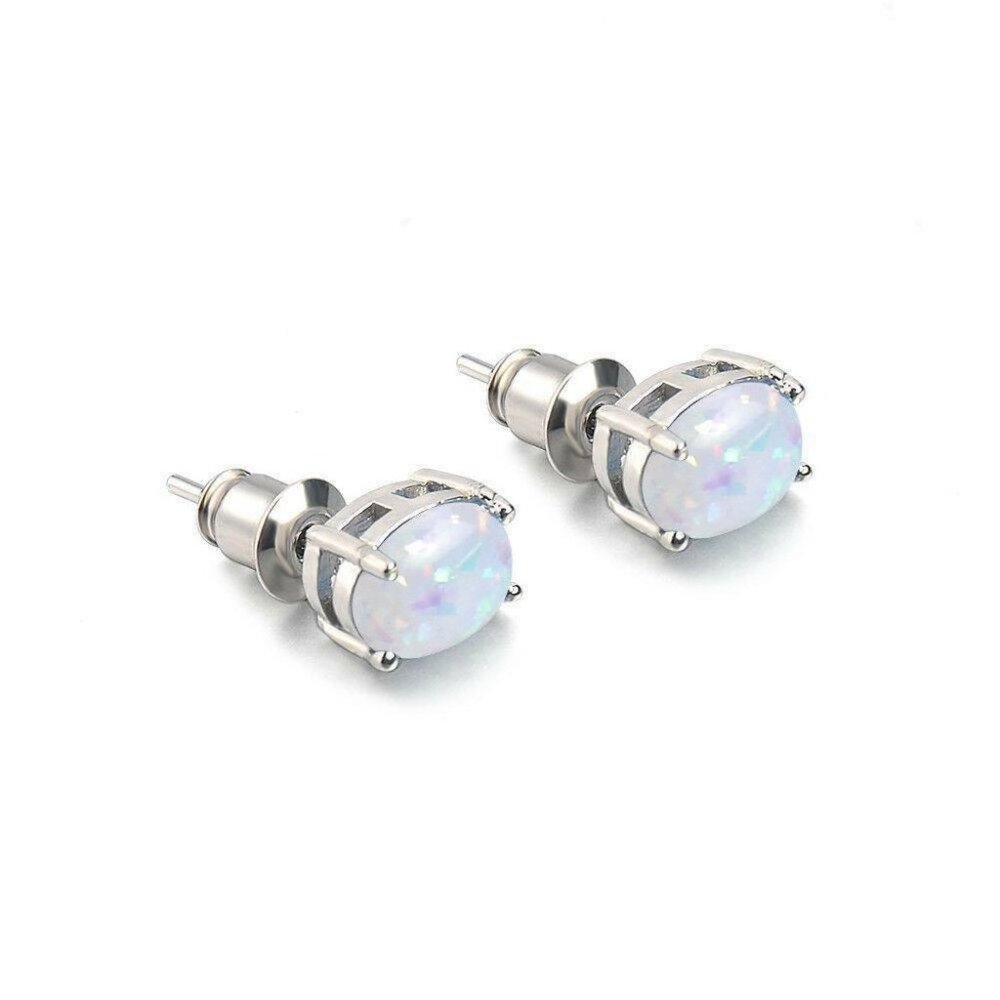 NWOT Stunning White Triplet Opal Oval Studs - Picture 3 of 14